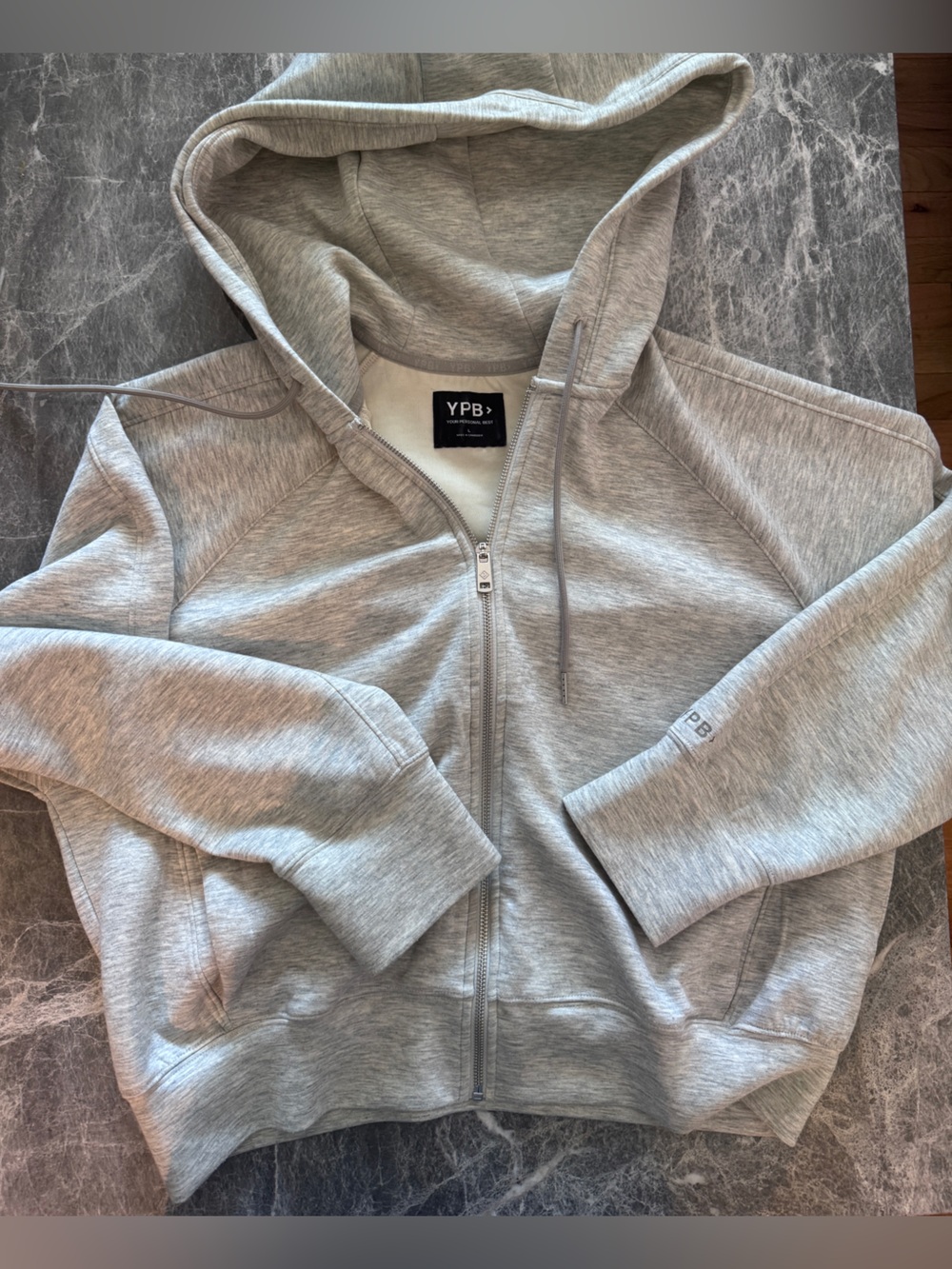 Abercrombie & Fitch YPB Cropped Neoprene Zipper Hoodie - Women’s Large, Grey